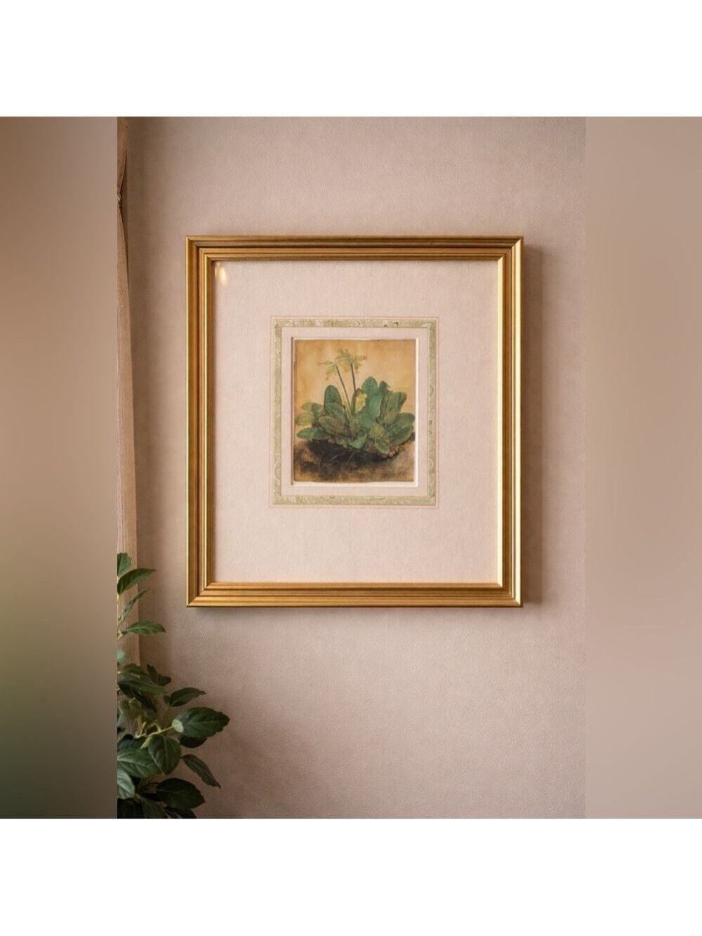 VINTAGE Albrecht Dürer Botanical Print “Tuft of Cowslips” Elegant Gold Frame
